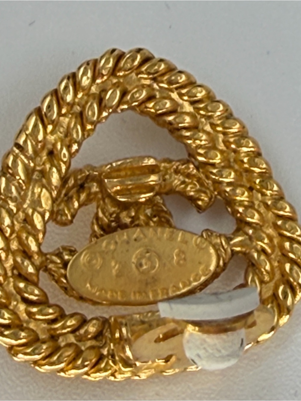 CHANEL Vintage 1991 Gold Twisted Rope CC Clip-On Earrings w/Chanel Box and COA - Picture 9 of 12